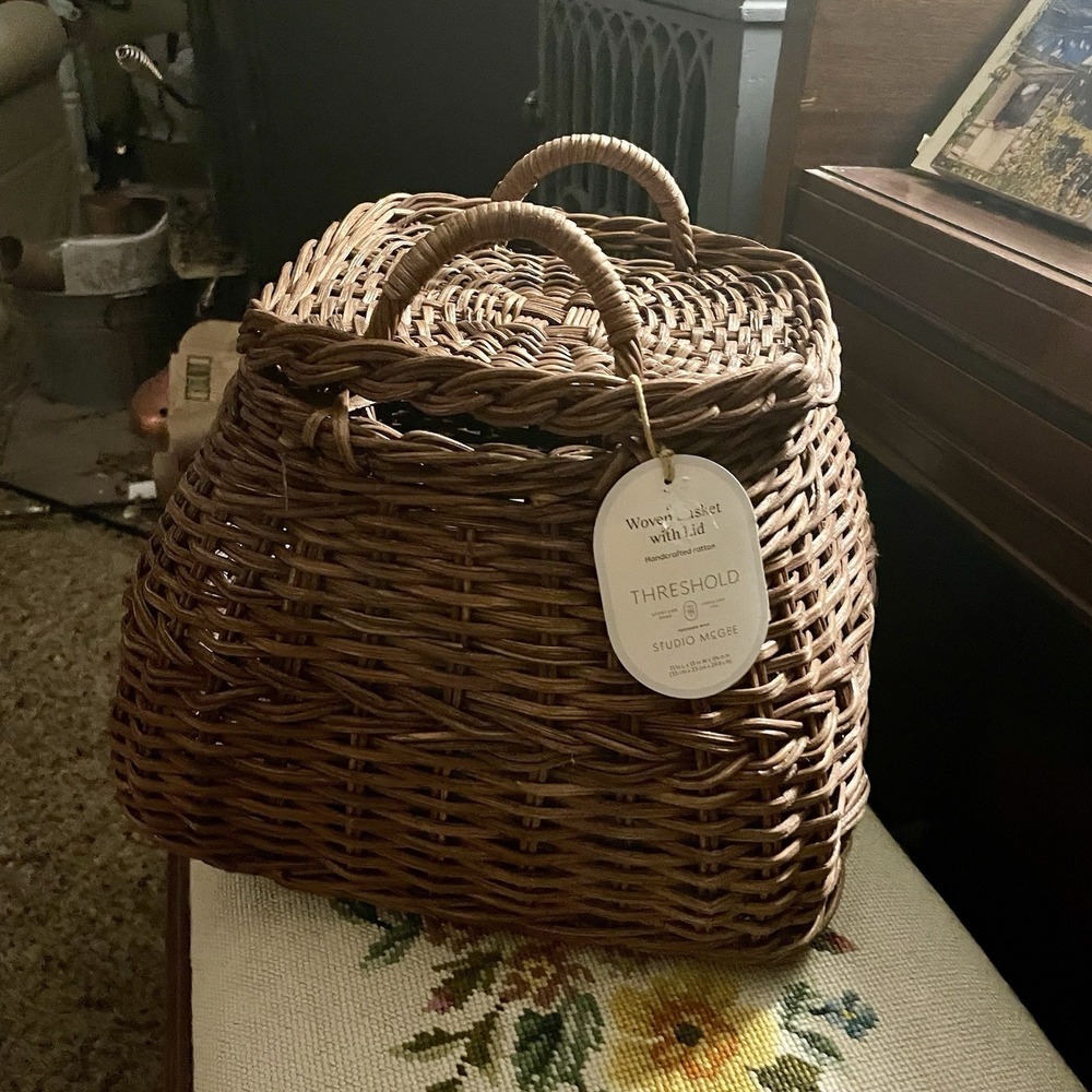Square Rattan Basket Dark Brown - Threshold designed with Studio McGee